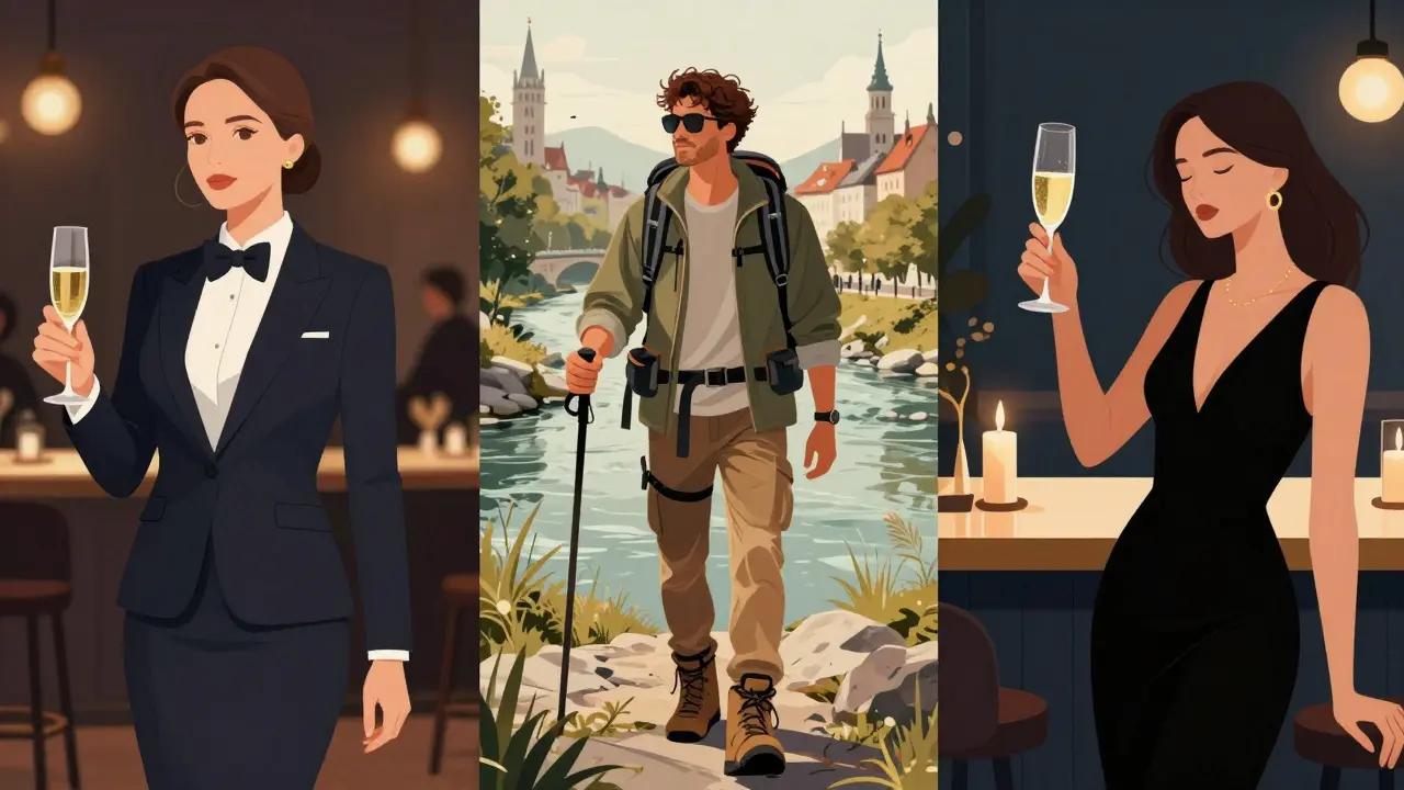 Three professional companions in Munich: executive, adventure, and luxury evening styles, each in their distinct setting.