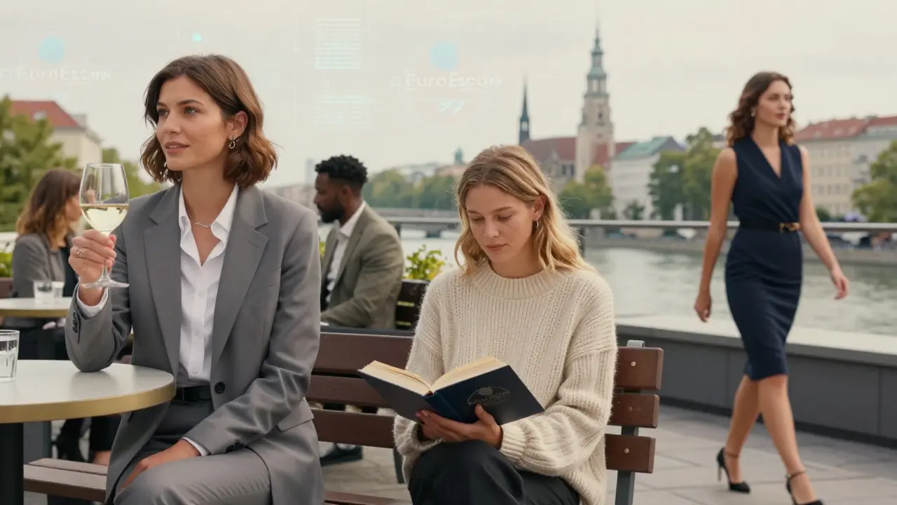 Diverse professional escorts in Munich are shown in everyday settings, embodying dignity and integration into city life.
