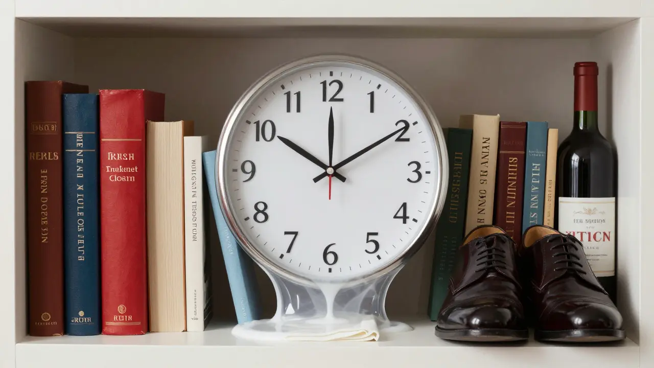 A symbolic representation of time, culture, and connection through books, wine, and refined details.